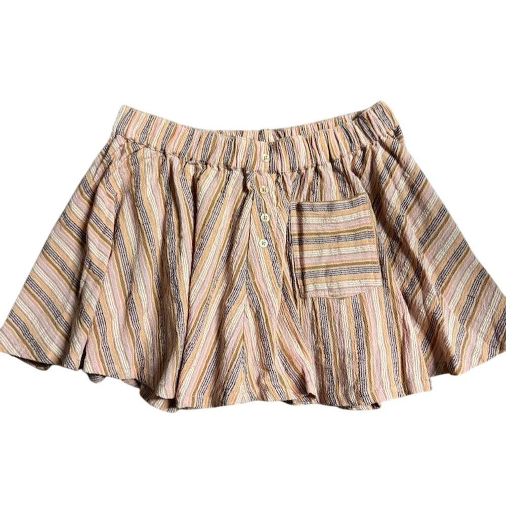 NOT FOR SALE Free People Women's Boho Striped Mini Skirt M Multicolor Pockets